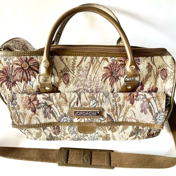 Vintage Jordache Floral Tapestry Zip Shoulder Strap Duffel Travel Bag 16" - Picture 3 of 10